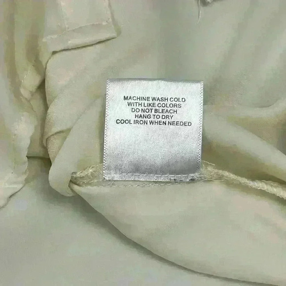 Modcloth Womens Medium Ivory Button Up Blouse Polyester Long Sleeve Ruched Back - Picture 8 of 13